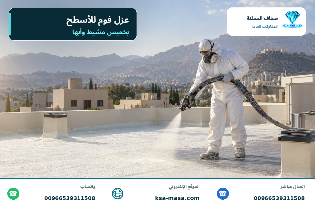 شركة عزل فوم بخميس مشيط وأبها لحماية الأسطح من الحرارة والتسربات ورفع كفاءة العزل